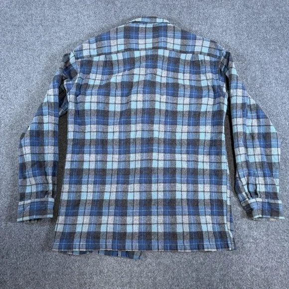 Vintage Pendleton Flannel Board Shirt Mens L Blue Beach Boys Limited Wool Plaid - Picture 2 of 10